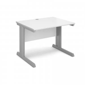 Image of Vivo Straight Desk 1000mm x 800mm - Silver Frame White Top
