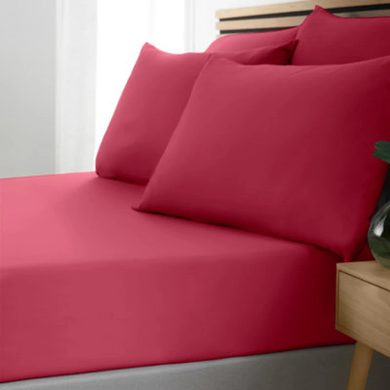 Image of Catherine Lansfield Catherine Lansfield 'So Soft Easy Iron' Fitted Sheet in Bright Pink Size: King Fitted Bright Pink King Fitted Unisex 50576811382
