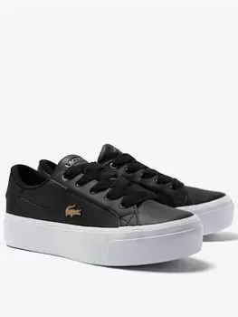 Image of Lacoste Ziane Platform Trainers - Black, Size 3, Women