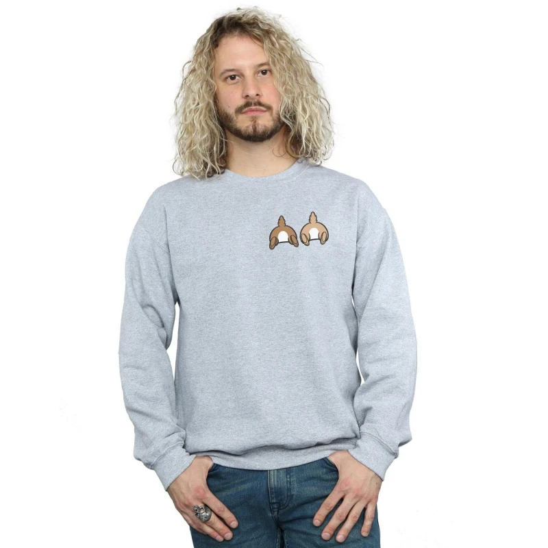 Image of Disney Men Chip N Dale Backside Breast Print Sweatshirt in Grey Size: Small Grey S Male 5059114686131