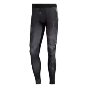 Image of adidas Techfit Allover Print Training Long Tights Mens - Multicolor / Halo Silver / Gre
