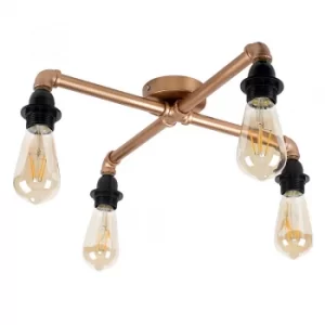 Image of Luiggi Steampunk 4 Way Ceiling Light in Copper