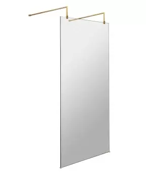 Image of Hudson Reed 900mm Wetroom Screen With Arms And Feet - Brushed Brass