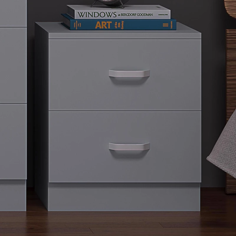 Image of FWStyle FWStyle Grey 2 Drawer Bedside Table Chest Scratch Resistant Grey One Size Unisex 5056413127709