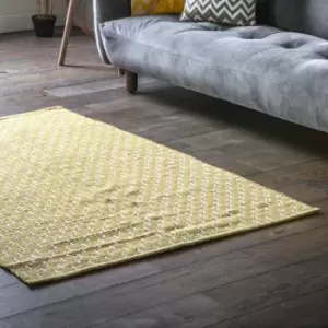 Image of Crossland Grove Cotton Woven Rug Diamond Cross Ochre 120 X 170Cm