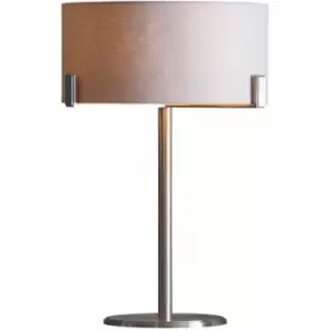 Image of Table Lamp Satin Nickel Plate & Slate Grey Fabric 10W LED E27 Base & Shade