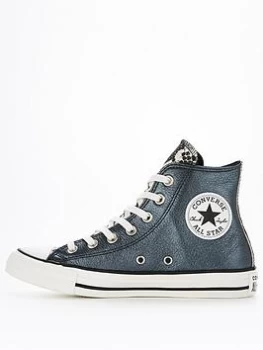 Image of Converse Chuck Taylor All Star Hi Top Plimsoll - Black/Snake, Black/Snake, Size 4, Women