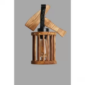 Image of &Ccedil;eki&ccedil; yan?k ah?ap kafes ba?l?kl? aplik Brown Wall Lamp