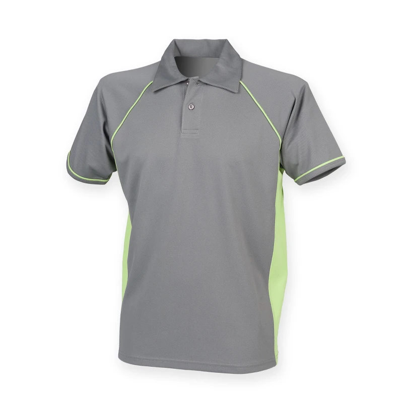 Image of Finden & Hales Mens Piped Performance Sports Polo Shirt in Grey Size: Small Grey Male S