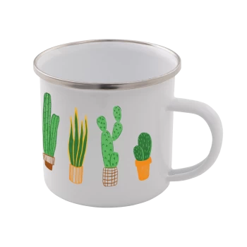 Image of Cactus Enamel Mug - White