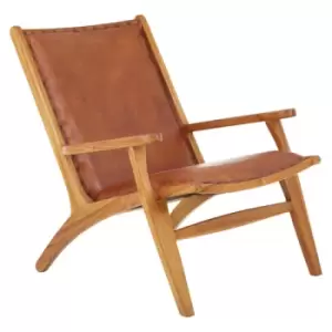 Image of Olivia's Kate Leaned Occasional Chair Leather Brown