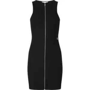 Image of Calvin Klein Jeans Zipper Elongated Rib Dress - Black