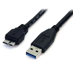 Image of 3 ft Black SuperSpeed USB 3.0 Cable A to Micro B MM