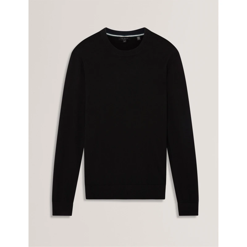 Image of Ted Baker Mens Merino Crew Neck Jumper Black male XS (1)