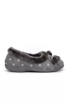 Image of Marge Extra Comfort Memory Foam Pom-Pom Polka Dot Cuff Slippers