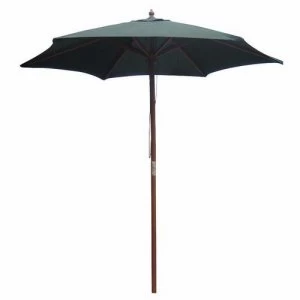 Image of Zexum Wooden Garden Table Parasol With Green Canvas
