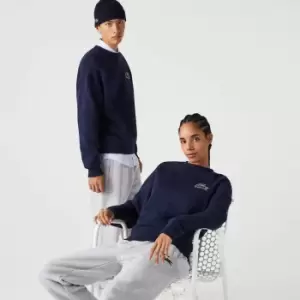 Image of Unisex Lacoste Loose Fit Crocodile Badge Sweatshirt Size 3 - S Navy Blue