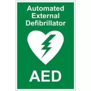 Image of AED Automated External Defibrillator Sign Green 20X30CM