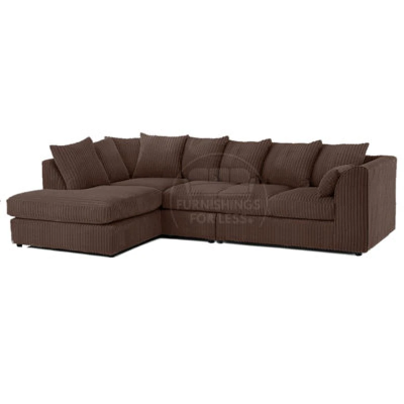 Image of Furnishings For Less UK Luxor Chocolate Jumbo Cord Large 5 Seater Corner Sofa Long Left Hand Facing