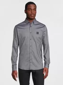 Image of BOSS Mabsoot Oxford Shirt - Dark Blue, Dark Blue, Size S, Men