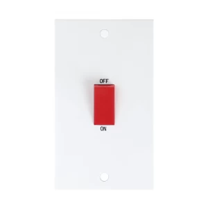 Image of KnightsBridge 45A White 2G Double Pole 230V Electric Cooker Wall Plate Switch
