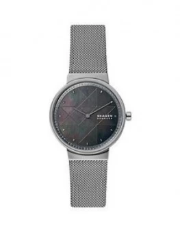 Image of Skagen Grey Dial Grey Ip Stainless Steel Mesh Strap Ladies Watch