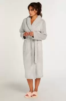 Image of Hunkemoller Long Fleece Bathrobe Grey