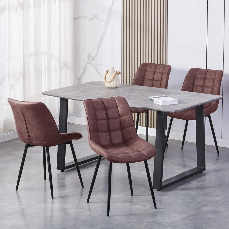 Image of MCC Direct Set of 2 Suede Effect Dining Chairs Plush Padded Upholstered Accent Chair - Alba Brown