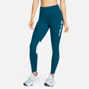 Image of Nike Dri-FIT Epic Fast Womens Mid-Rise 7/8 Leggings - Blue