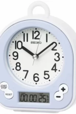 Image of Seiko Clocks Splash Resistant Thermometer Bathroom Alarm Clock Chronograph QHG042L