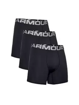 Image of Under Armour Plus Size Charged Cotton 6" 3 Pack Boxers - Black, Size 4XL, Men