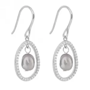 Image of Floating Freshwater Pearl Pave Zirconia Drop Earrings E6227H