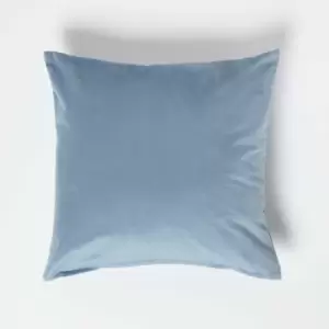 Image of Homescapes - Blue Velvet Cushion, 45 x 45cm - Blue