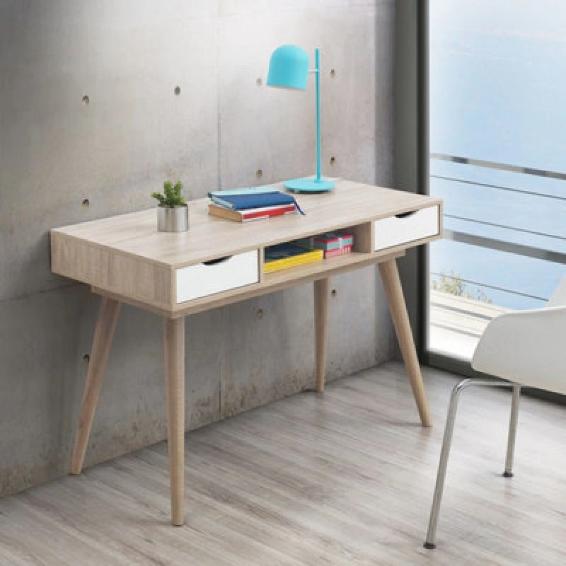Image of Timber Art Design Scandinavian Laptop Computer Desk Office Furniture Retro Nordic Table White