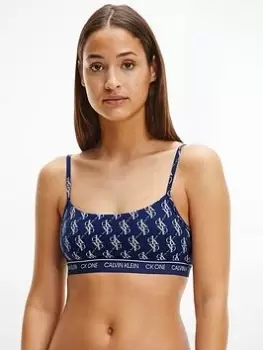 Image of Calvin Klein CK One Cotton Logo Unlined Bralette - Blue Size M, Women