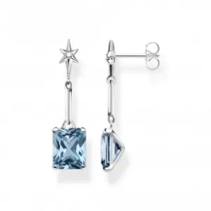 Image of Sterling Silver Light Blue Stones With Star Earrings H2115-644-1