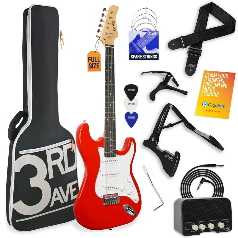 Image of 3rd Avenue Full Size Electric Guitar Pack with Amp Red unisex Full Size