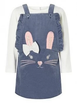 Image of Monsoon Baby Girls Bunny Cord Pinny Dress - Blue, Size 3-6 Months