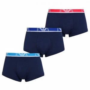 Image of Emporio Armani 3 Pack Monogram Trunks Blue Size L Men
