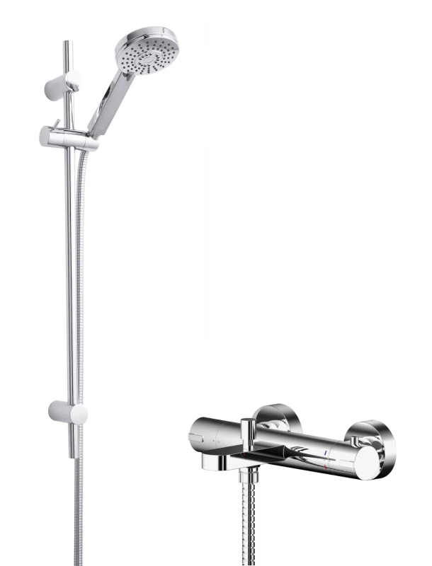 Image of Balterley Wall Mount Thermostatic Bath Shower Mixer Tap Multi Function Slide Rail Silver unisex