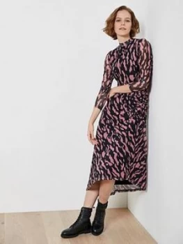 Image of Mint Velvet Mint Velvet Pia Print Ruched Detail Mesh Dress