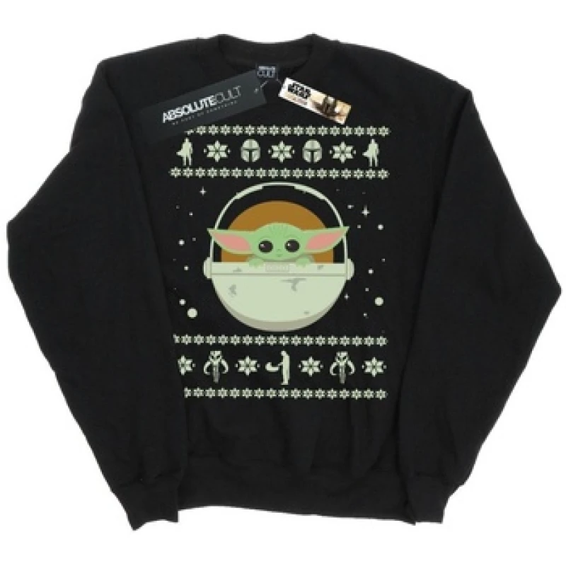 Image of Star Wars The Mandalorian The Child Christmas Sweatshirt Black male