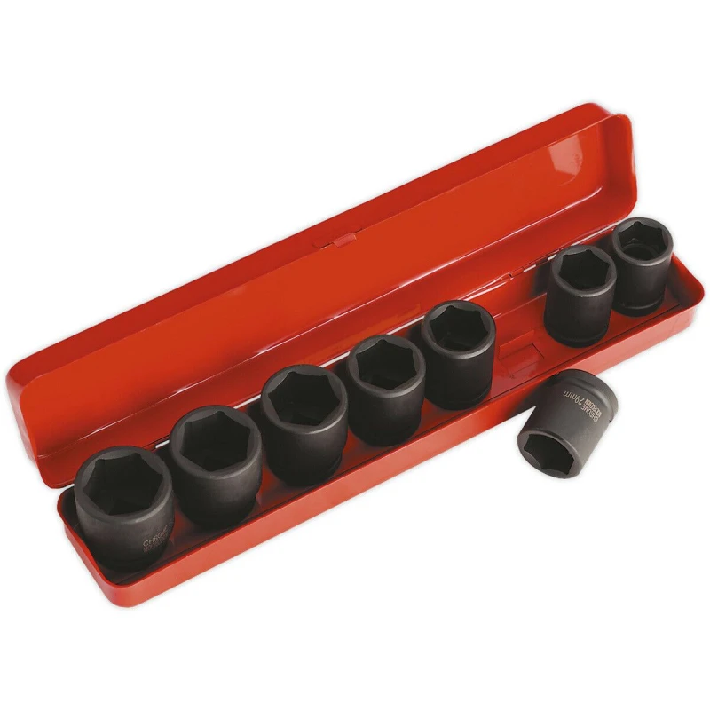 Image of Loops 8 Piece PREMIUM Impact Socket Set - 3/4" Sq Drive - High Torque - Chromoly Steel Metallics