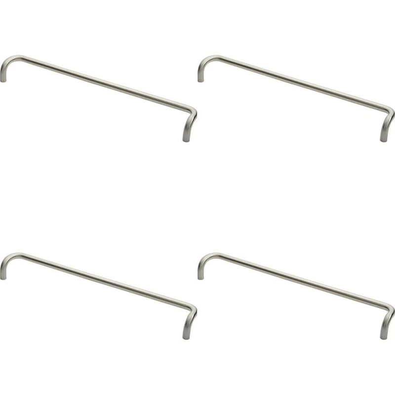 Image of Loops 4x Cranked Door Pull Handle 19mm Dia 600mm Fixing Centres Satin Steel Metallics unisex