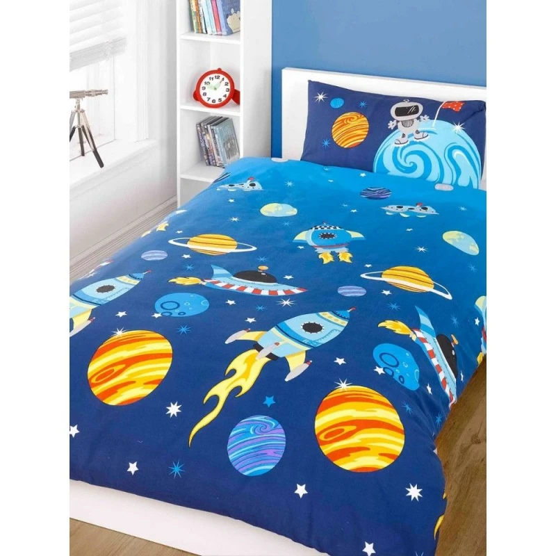 Image of Rapport Rocket Duvet Cover Set in Blue Size: Single Blue Unisex Single