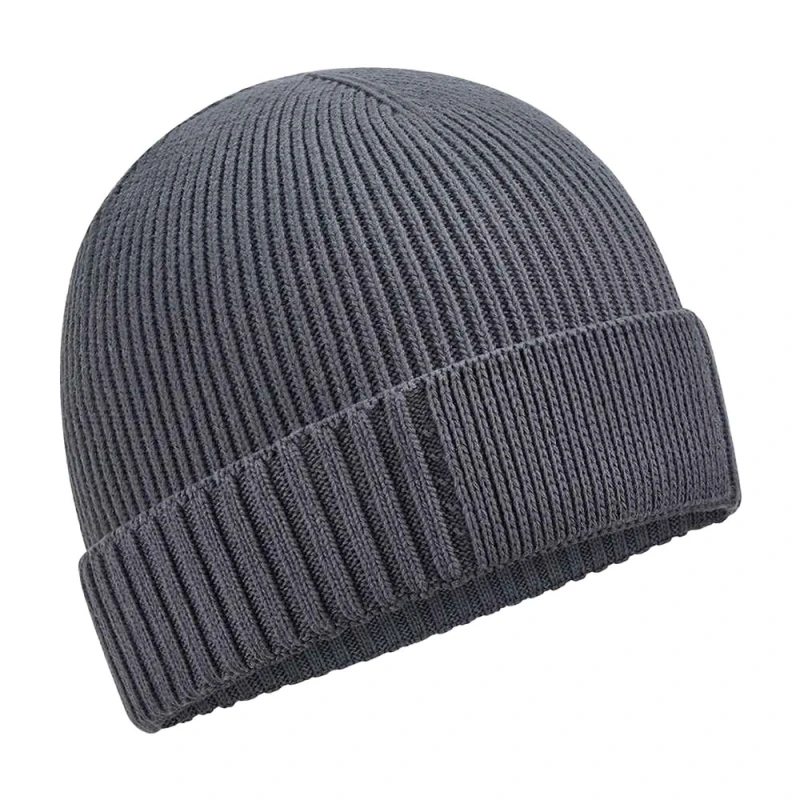 Image of Beechfield Beechfield Men Cotton Engineered Patch Beanie in Mid Grey Mid Grey One Size Male 5063425890521