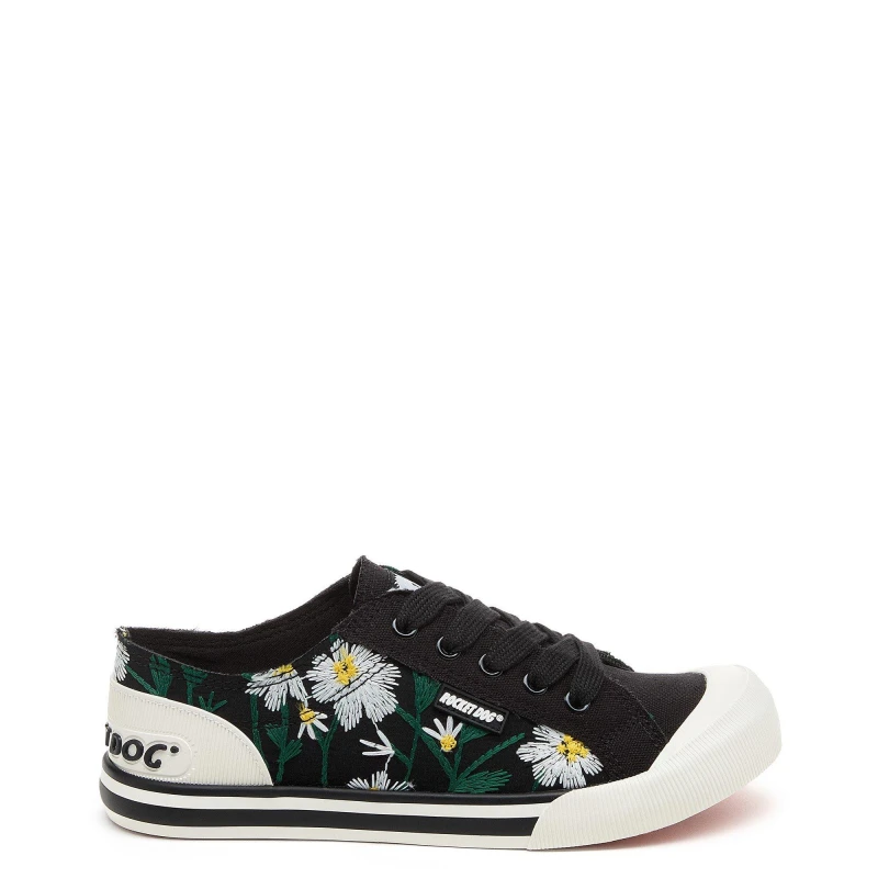Image of Rocket Dog Jazzin Black Embroidered Flowers Trainers