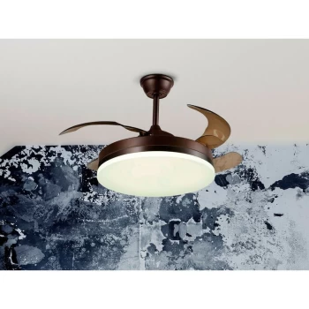 Image of Schuller Vento 6 Speed Ceiling Fan Brown with LED Light, Retractable Blades with Remote Control, Timer & Reversible Functions