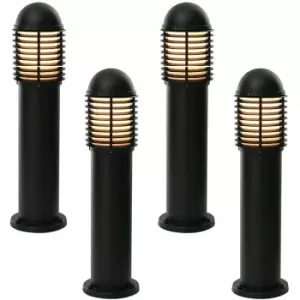 Image of 4 pack Outdoor IP44 Bollard Light Matt Black 650mm LED Lamp Post Garden Driveway