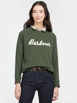 Image of Barbour Barbour Otterburn Embroidered Logo Sweat - Green, Size 10, Women